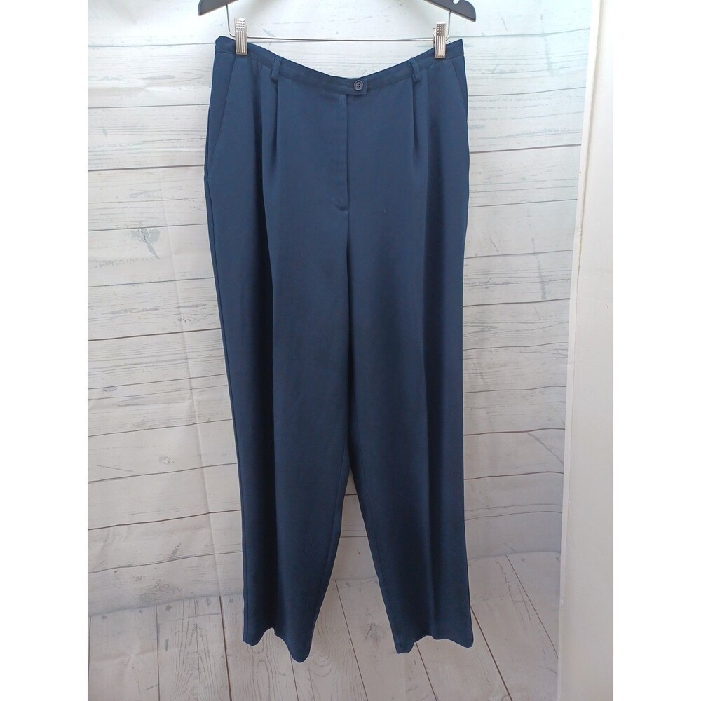 Preston & York Women Blue Charcoal Dress Pants Sz 16W Pleated
